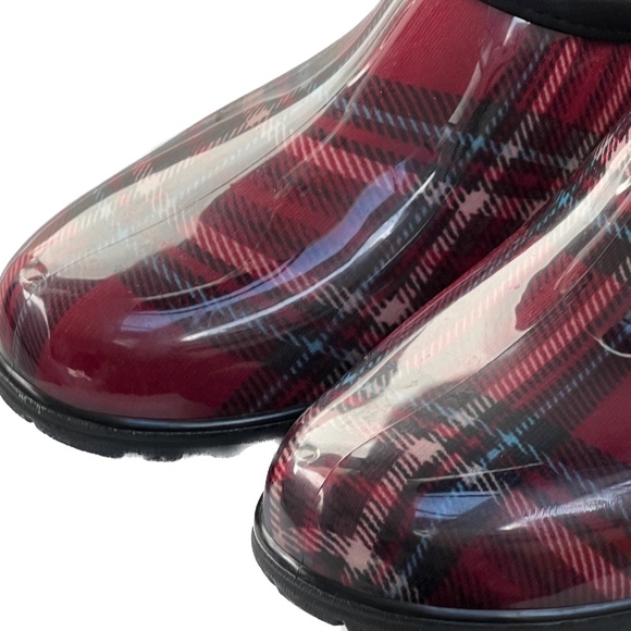 Asverd Shoes Garden Clogs Arch Support Rain Size 11 Womens Red Plaid Tartan - Picture 4 of 9